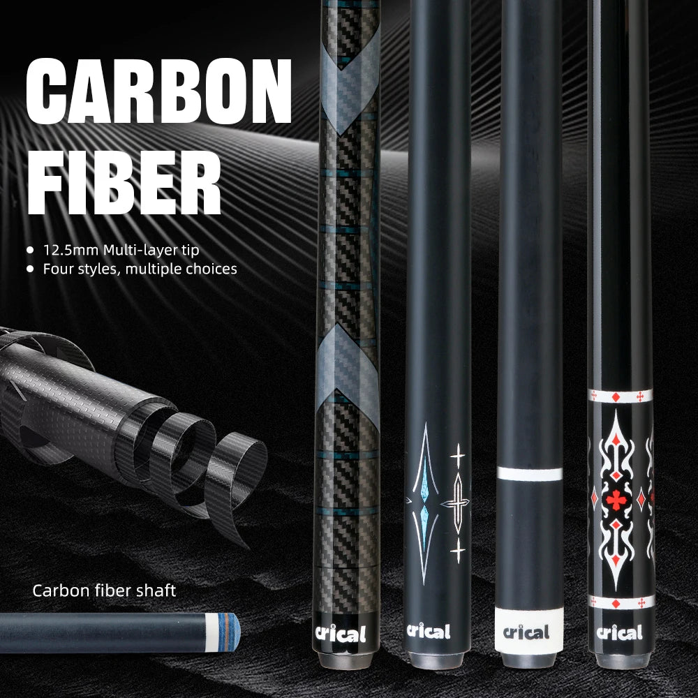 CRICAL Carbon Fiber Pool Cue Stick Billiard Cue Sticks Professional Low Deflection Pool Sticks With 12.5mm Tip and Radial Joint