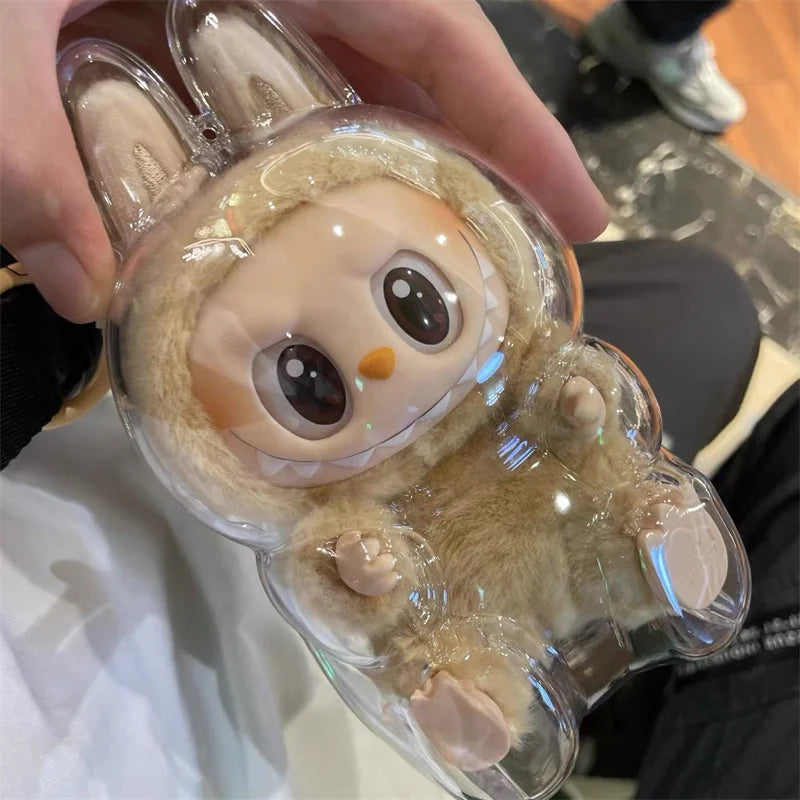 Anime Labubu 2 the Monster Have a Seat Series Transparent Protective Cover Dustproof Acrylic Protective Shell Birthday Gift Toys