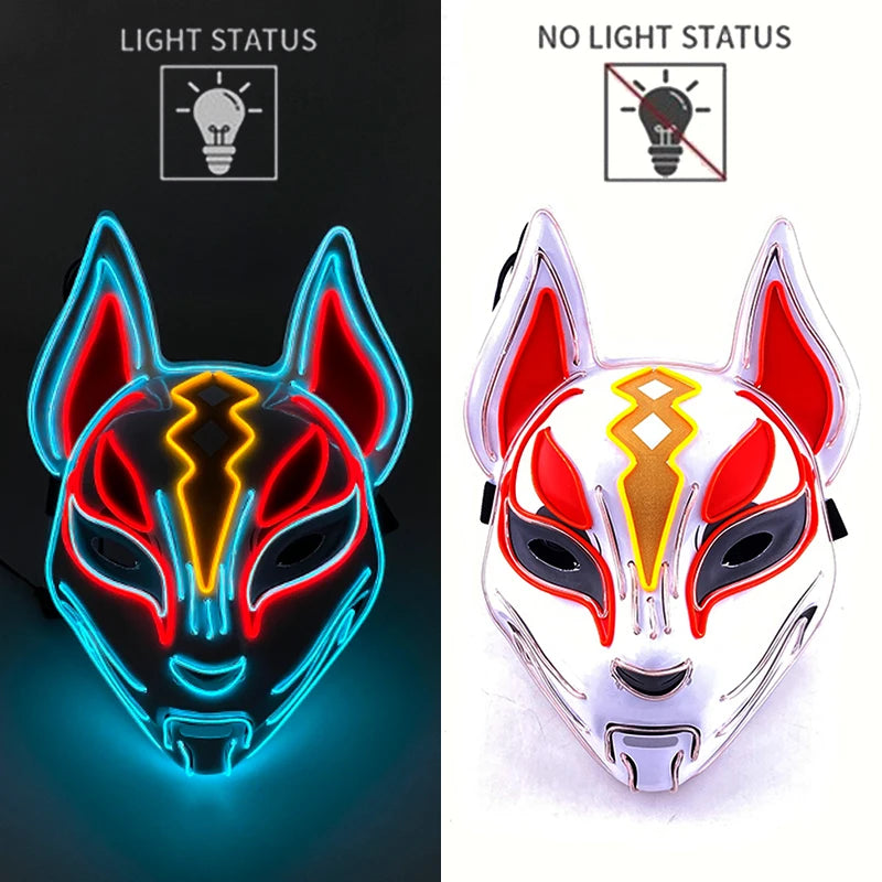 New Designed Glowing Halloween Party Mask Flashing LED Masks EL Neon Light Cosplay Mask Costume Props Glow Party Supplies