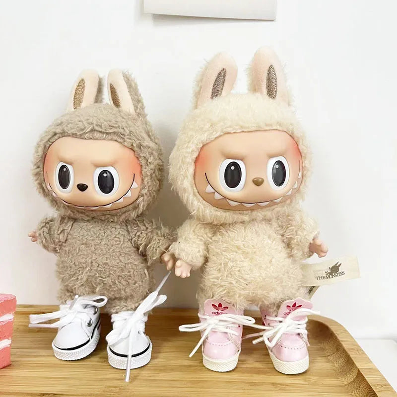17cm Cute Labubu Leather Shoes Canvas Shoes Sneakers Camera Labubu Doll Shark Accessories Labubu Korea Kpop Exo DIY Girls Gift