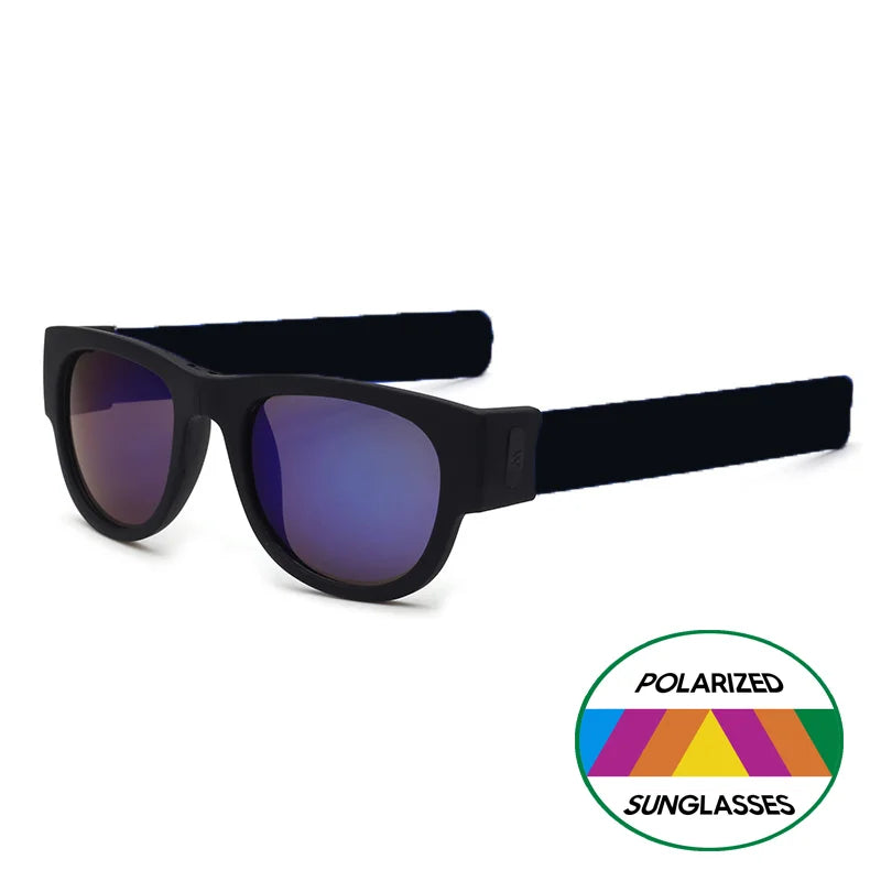 VIVIBEE Novelty Mirror Men Polarized Folding Sunglasses New Arrival Slap Sport Foldable Wristband Shades 2025 Trend Product