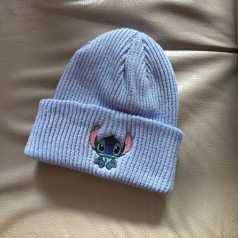 Disney Stitch Knitted Hat Embroidered Anime Cute Cartoon Lilo & Stitch Autumn Winter Kids Warm Pullover Hat Christmas Gift Toys