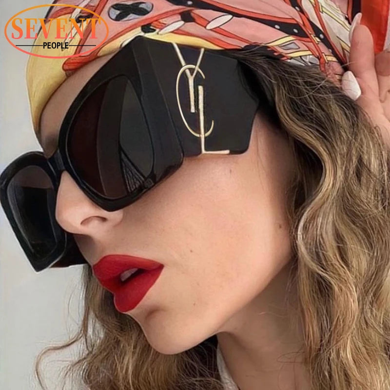Oversized Cat Eye Sunglasses Women 2025 Luxury Brand Designer Fashion Square Sun Glasses for Female New Trend Big Frame Sunglass