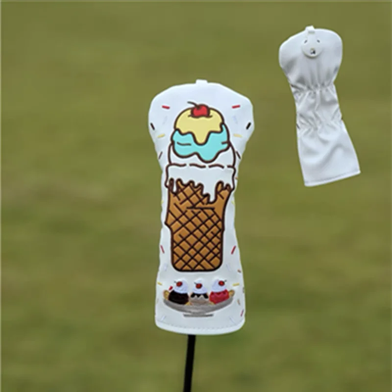 Ice Cream Design Golf Club #1 #3 #5 Wood Headcovers Driver Fairway Woods Cover PU Leather Head Covers