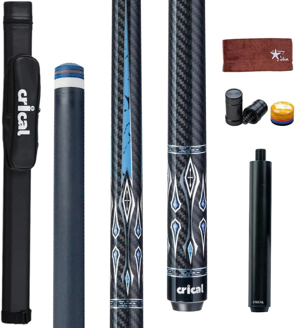CRICAL Carbon Fiber Pool Cue Stick Billiard Cue Sticks Professional Low Deflection Pool Sticks With 12.5mm Tip and Radial Joint
