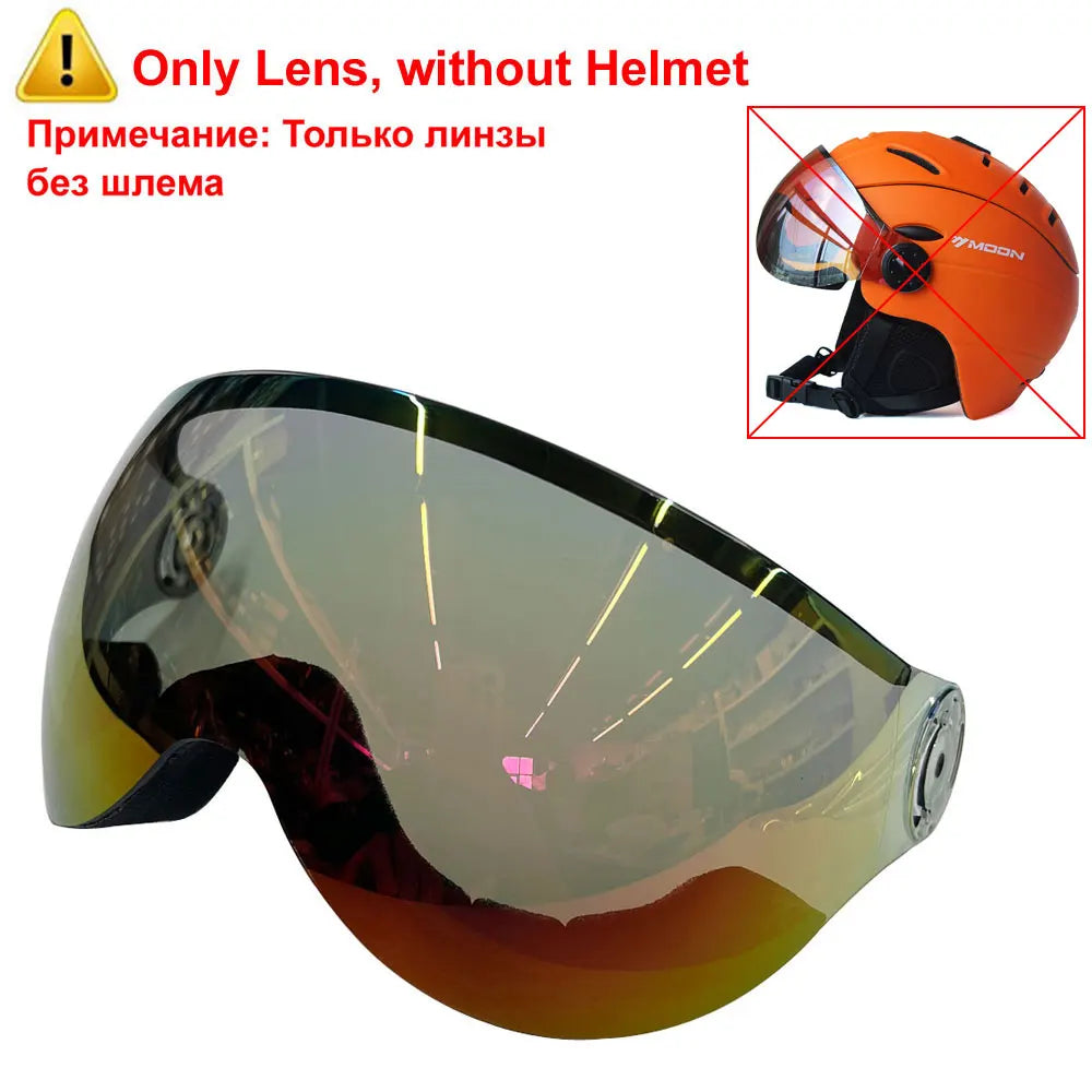 MOON Professional Half-Covered Ski Helmet Integrally-Molded Sports Man Women Snow Skiing Snowboard Helmets With Goggles Visor