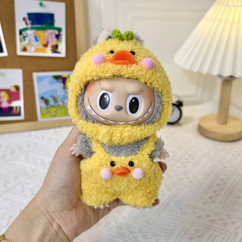 17cm Cute Mini Labubu Clothes Plush Hoodie Idol Dolls Jumpsuit Clothing Fans Overalls No Doll Accessories for Korea Kpop Exo