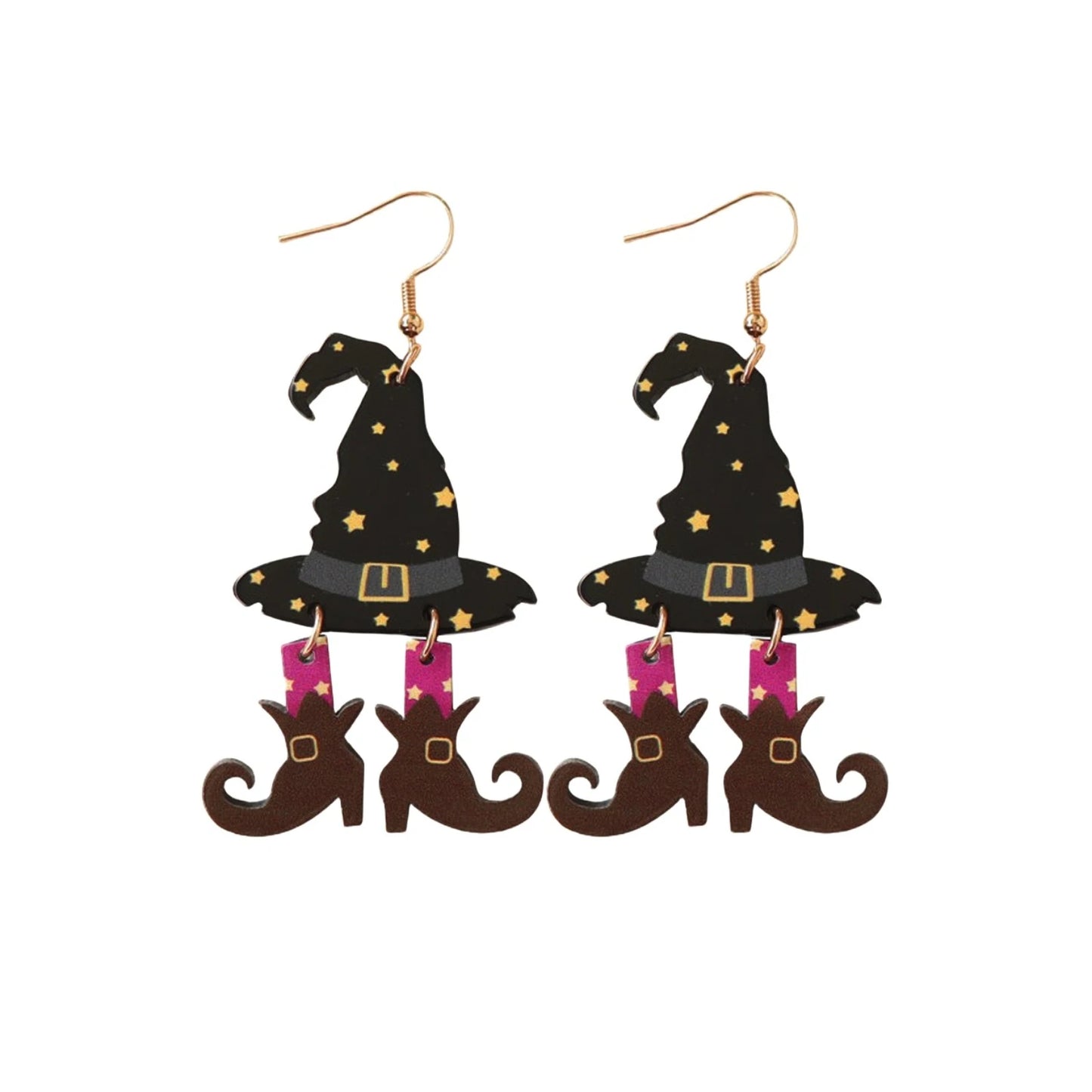 A Halloween Wizard Hat, Boots, Acrylic Printed Earrings, Horror Cartoon Funny Earrings, Female