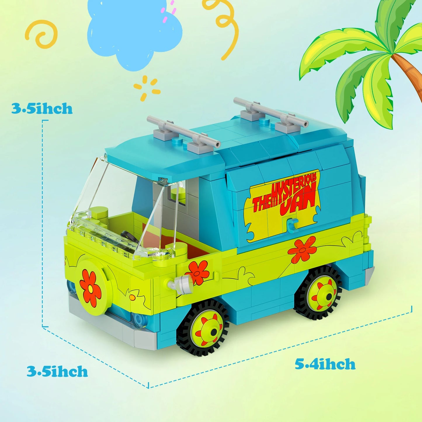 320PCS Mysteryed Machine Car Model Kit Building Blocks Movie Scooed Doo Panel Van Cartoon Vehicle Bricks Toys for Kids Gifts