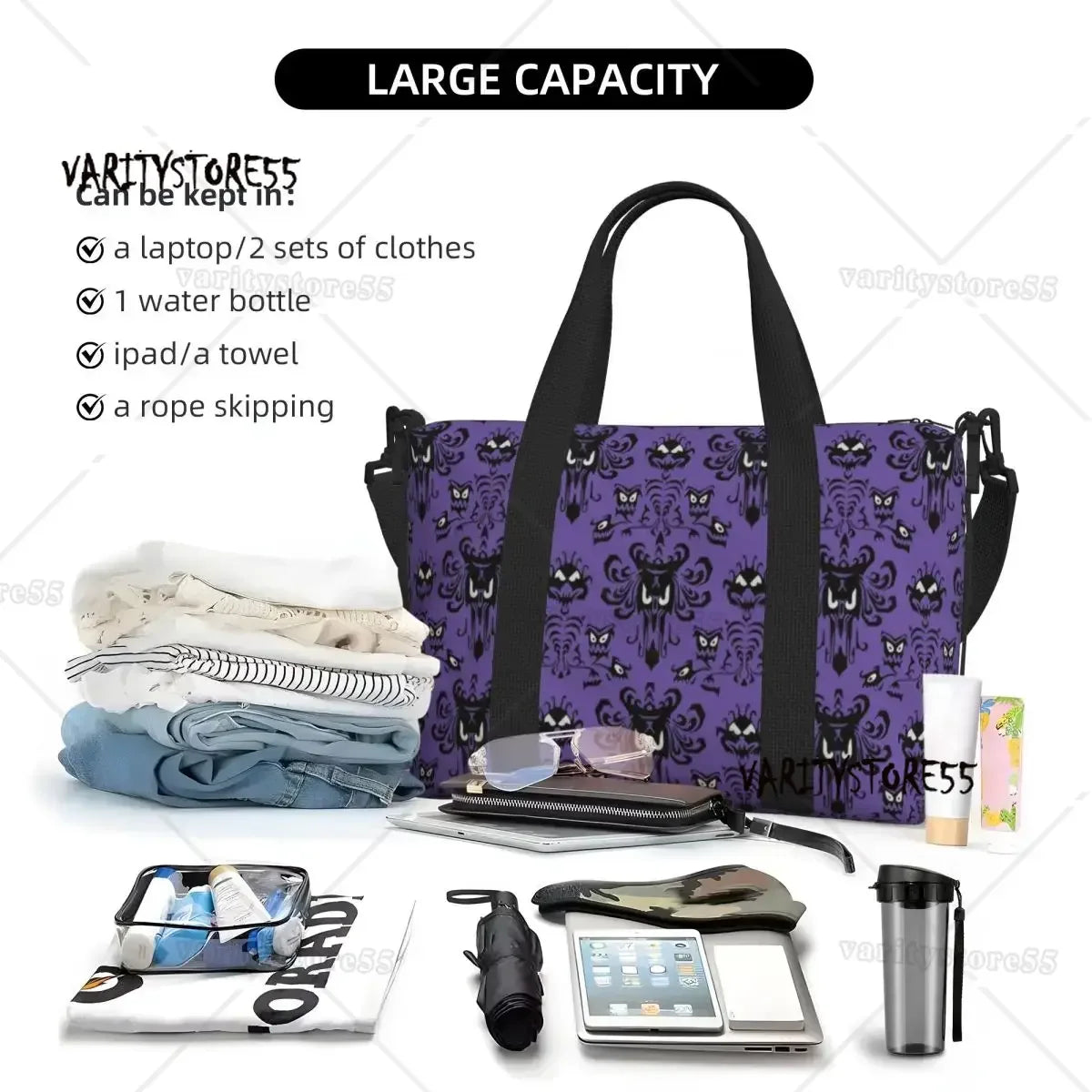 Custom Haunted Mansion Groceries Shopping Tote Bags Women Big Capacity Halloween Ghost Happy Haunts Gym Beach Travel Bags