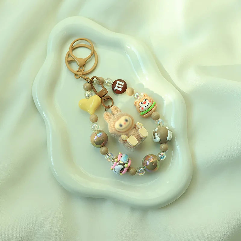 New Christmas Labubu Kawaii Particles Keychain Bag Cell Phone Charm Key Chain Christmas Gift