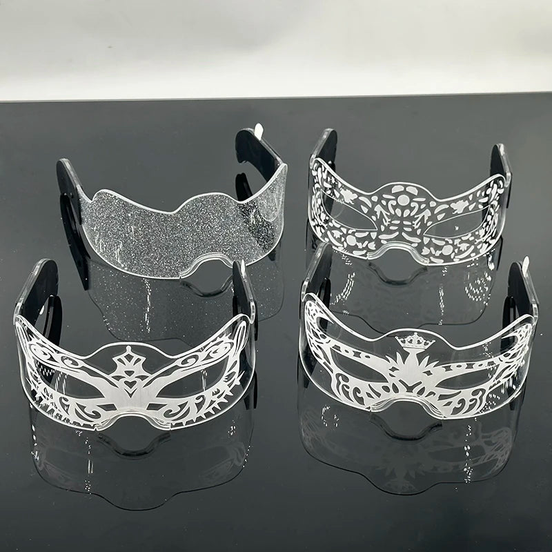 2025 Halloween Christmas Glow Supplies Party Half Face Mask Colorful Luminous LED Neon Light Mask Nightclub Bar Music Decor Prop