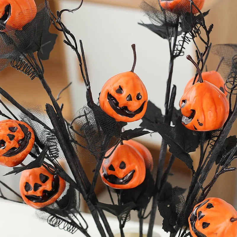 1/2pcs Halloween Branches Artificial Pumpkin Maple Leaf Stem Flowers Halloween Party Decoration for Home DIY Vase Photo Props
