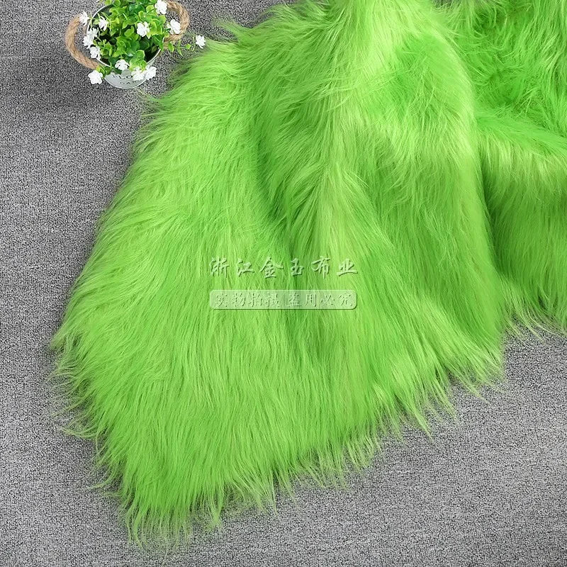 White Long Fur Long Hair Plush Fabric Fur by the Meter for Clothes Upholstery Toys Coats Doll Sewing Soft Green Faux Fur Cloth