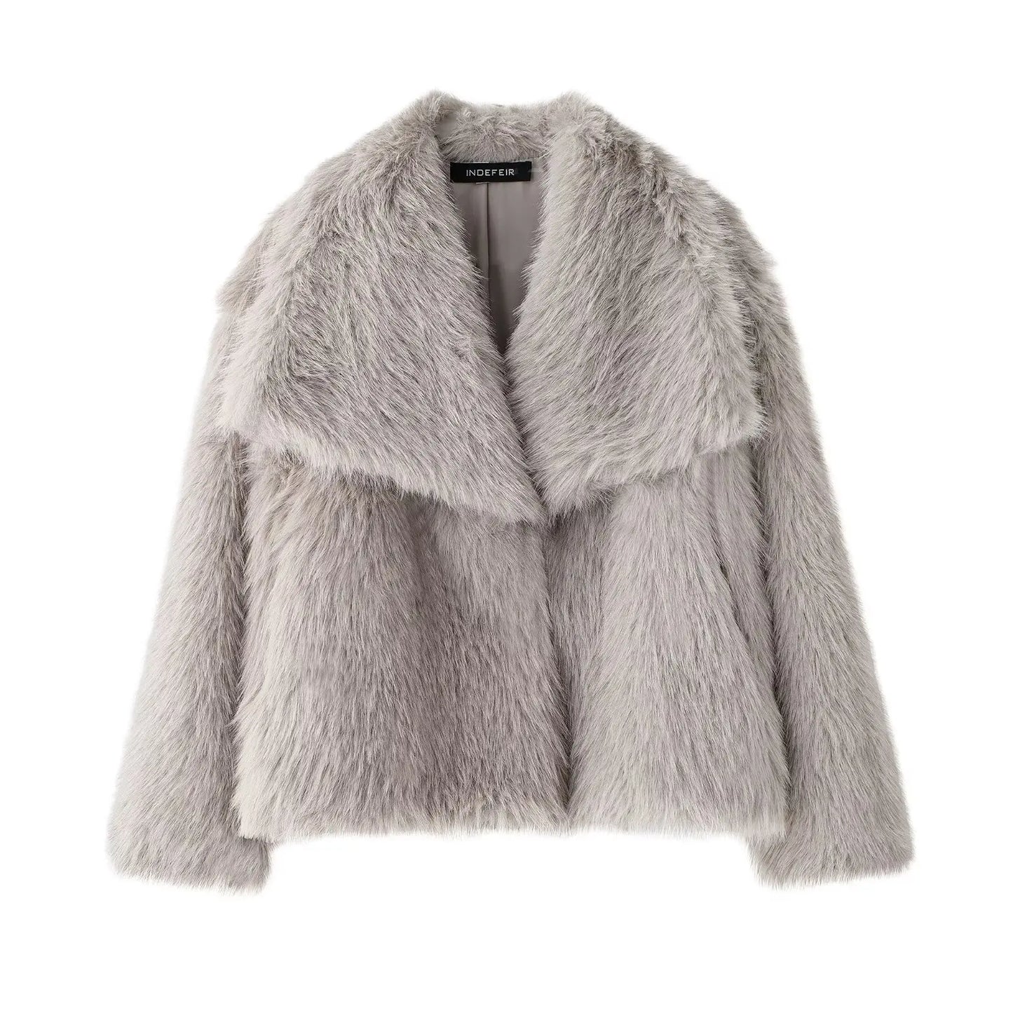 2025 Winter New Fashion Gradient Fluffy Fur Coat Women High Street Luxury Big Fur Collar Faux Fox Fur Jacket Female Overcoats