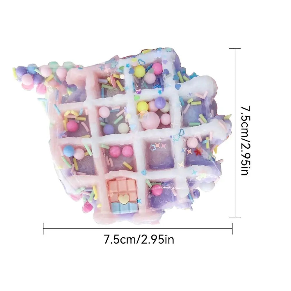 New Colorful Waffle Burgers Donut Squishys Stress Relief Toy Fashion Sequin Glitter Toys for Girl Soft Anti Anxiety Fidget Toy