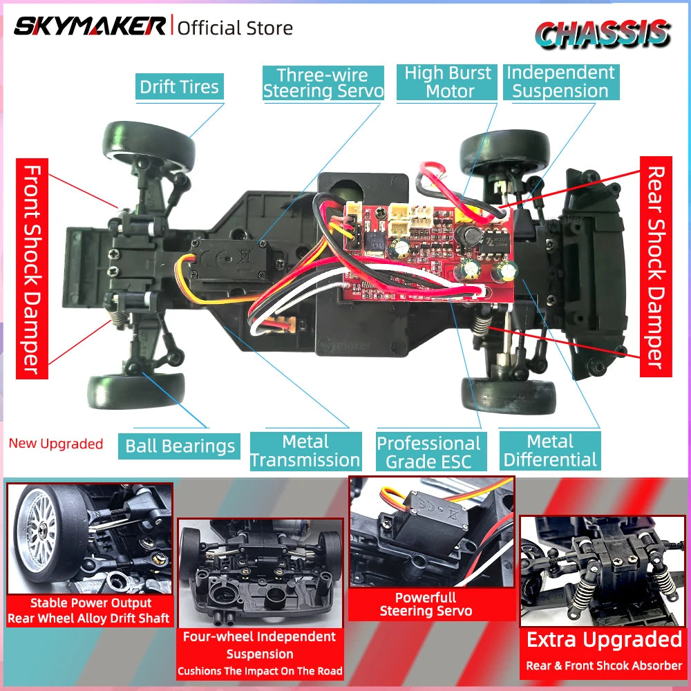 Skymaker LDRC LD1804 1/18 RC Drift Car MX5 2.4GHz RWD With ESP Gyroscope On-Road LED Lights Full Scale RC Cars Children Toy Gift