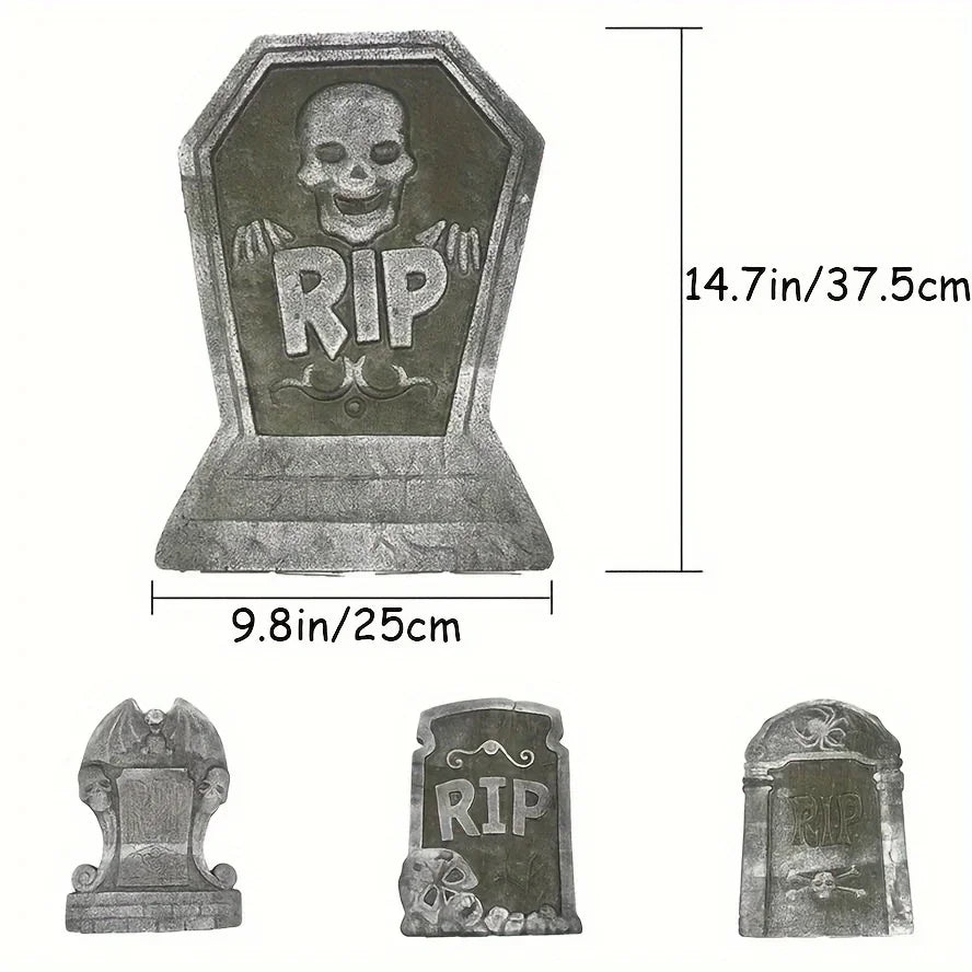 4 Pcs Realistic Halloween Tombstone Decorations Are Used for Haunted Houses Courtyards and Outdoor Halloween Parties.
