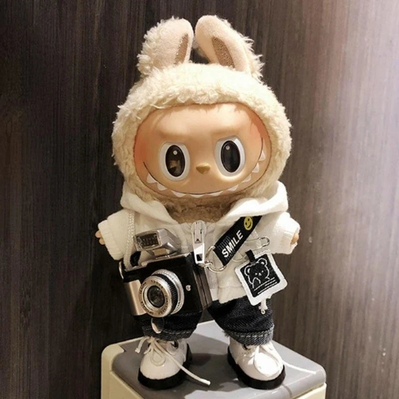 17cm Cute Mini Labubu Clothes Plush Hoodie Idol Dolls Jumpsuit Clothing Fans Overalls No Doll Accessories for Korea Kpop Exo
