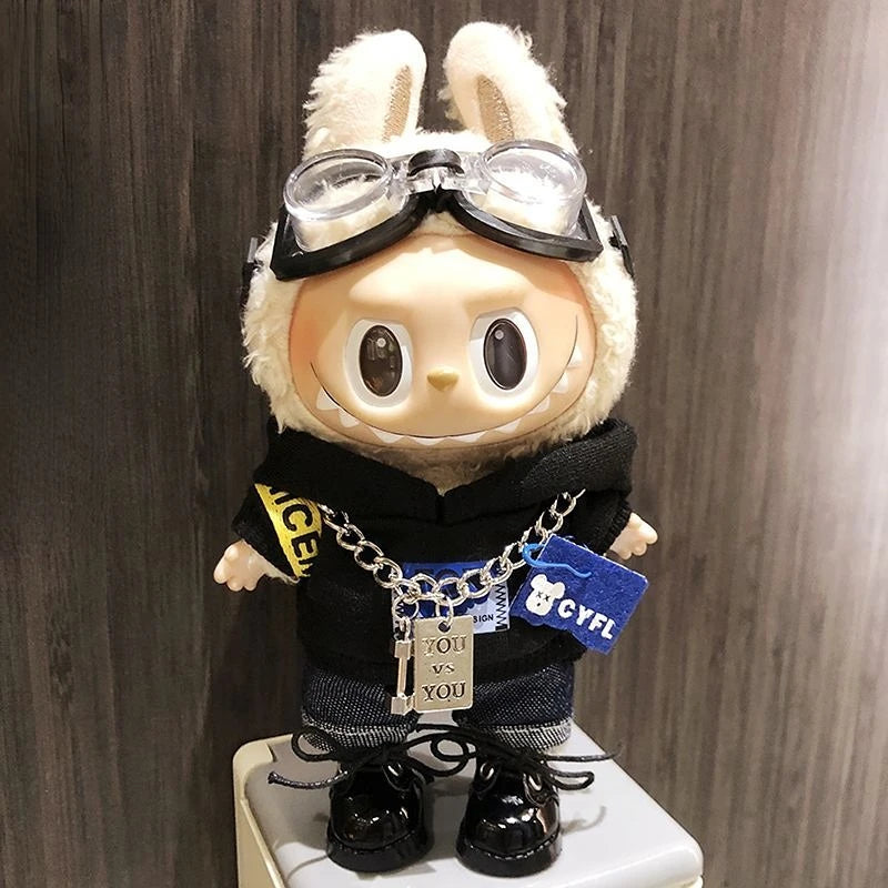17cm Cute Mini Labubu Clothes Plush Hoodie Idol Dolls Jumpsuit Clothing Fans Overalls No Doll Accessories for Korea Kpop Exo