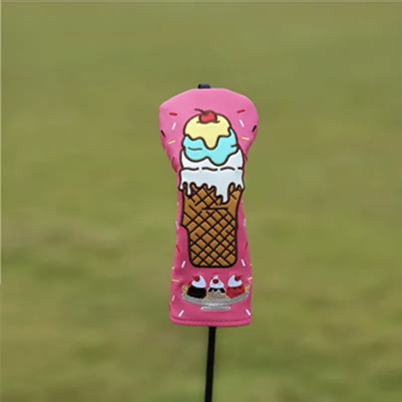 Ice Cream Design Golf Club #1 #3 #5 Wood Headcovers Driver Fairway Woods Cover PU Leather Head Covers