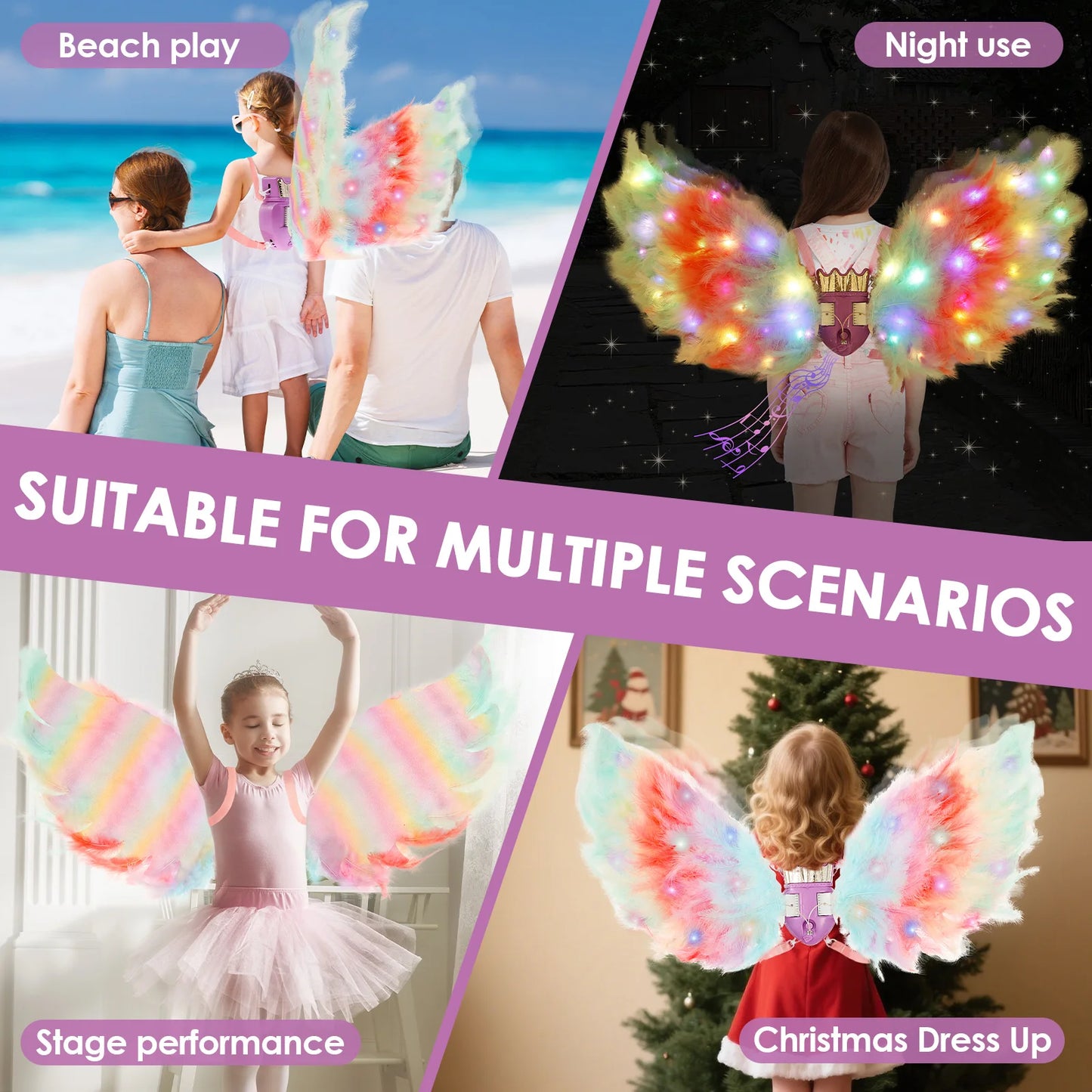 Fairy Wings LED Angel Wings Butterfly Wing Sparkling Sheer Wings Butterfly Fairy Halloween Costume Angel Wings for Women Kids
