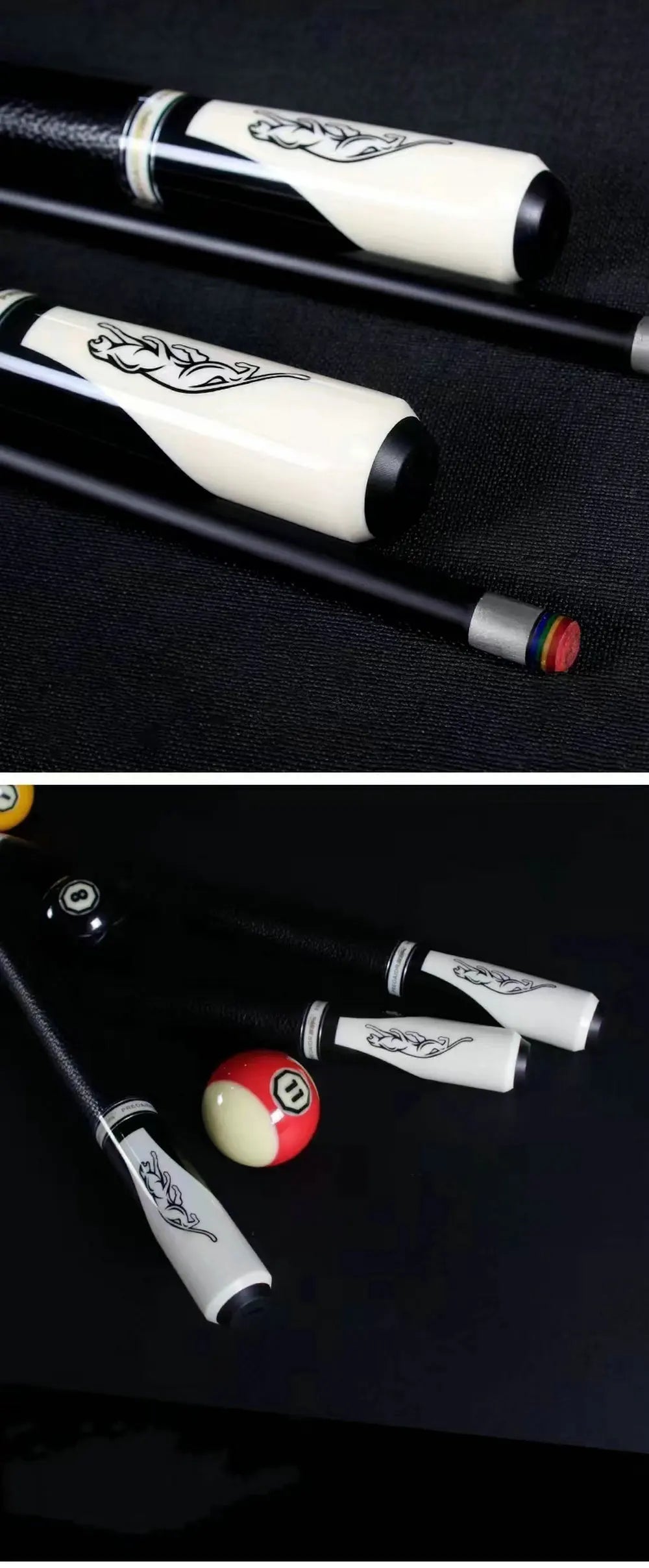 PREOAIDR 58" Universal Black Technological Billiard Pool Cue Stick 10.8/11.8/13mm + Case Holder Set