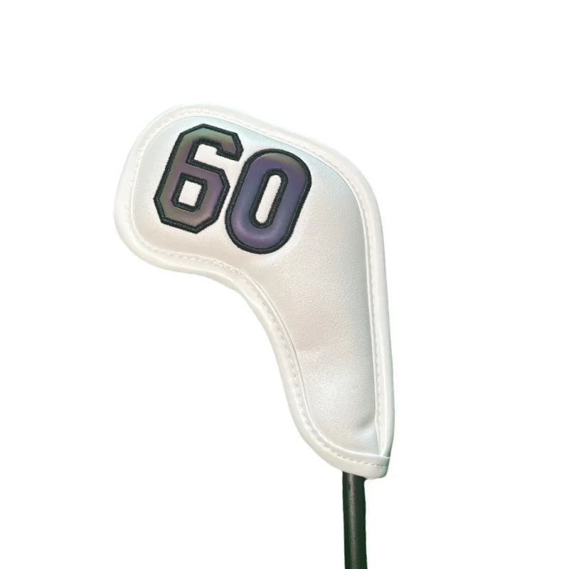 Golf Iron Club Head Cover Headcovers for Sand Wedges Big Number Long Neck Black/White Pu Leather 48 50 52 54 56 58 60 Degree