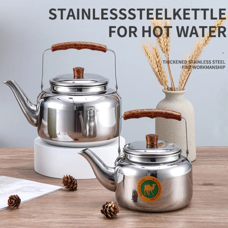 2l/3l/4l Kettle Tea Whistling Stainless Steel Teapot Stove Metal Coffee Pot Pot for Hotboiling Pots Gas Induction Home Camping