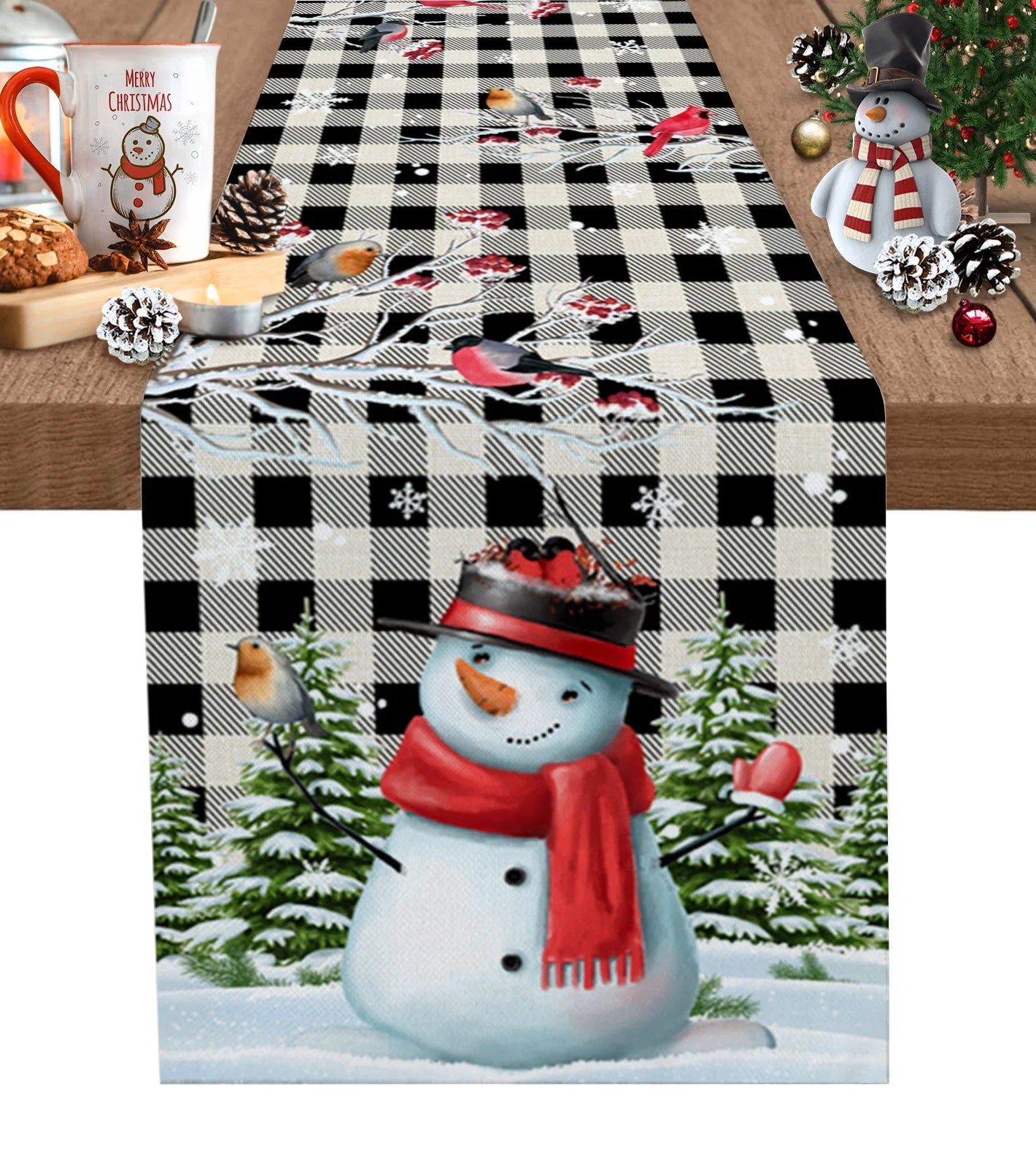 Christmas Christmas Tree Christmas Gnome Wedding Decorations Coffee Table Decor Tablecloth Table Kitchen Decorative Table Runner