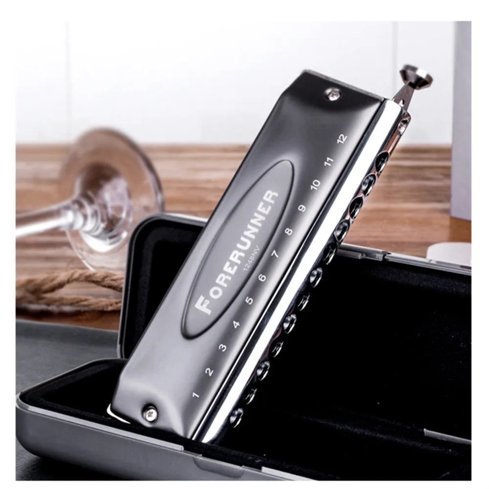East Top Forerunner Chromatic Harmonica 12 Hole 48 Tone Mouth Organ New Style Harmonica for Player,Beginner,Gift T1248NV