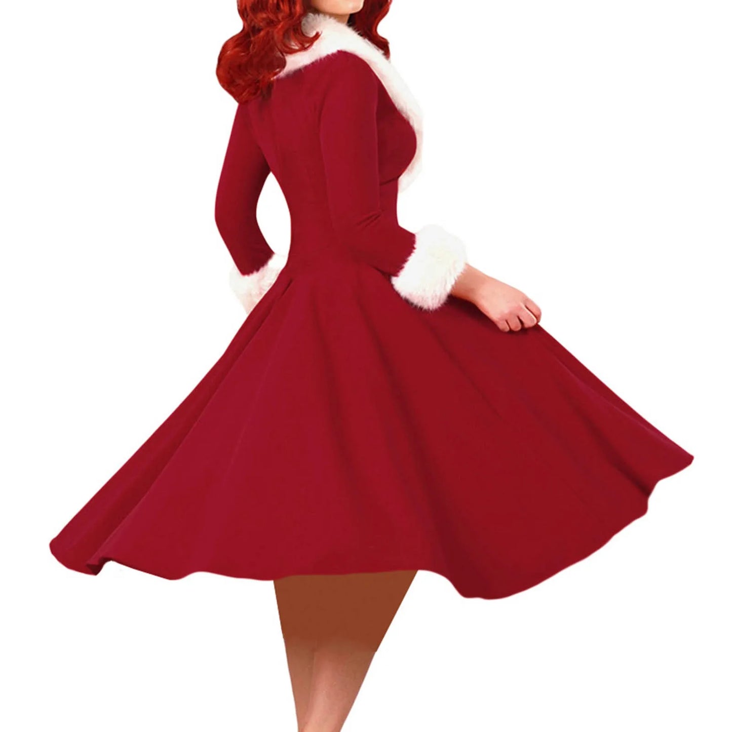 2023 Christmas Dress Women Nightmare Before Christmas Sexy Costume Long Sleeve Plush Warm Hooded New Year Party Pleated Dresses