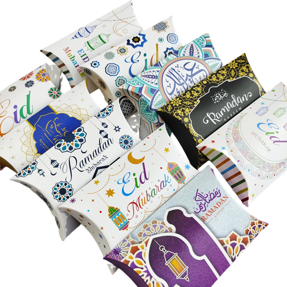 10Pcs Ramadan Gift Boxes Paper Eid Mubarak Candy Cookie Boxes Eid Gift Packing Box Ramadan Decoration 2025 Muslim Islamic Party