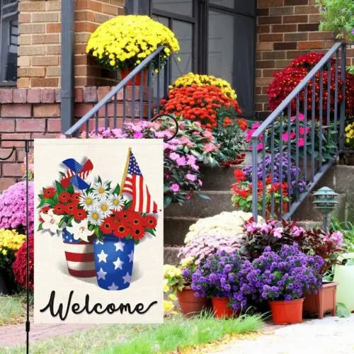 Patriotic Memorial Day USA Garden Flag 12x18 Double Sided Vertical, Small