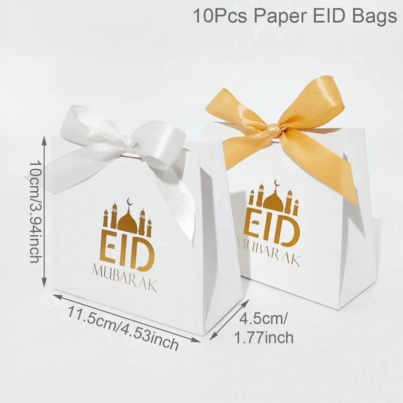 24Pcs Eid Mubarak Candy Gift Box Eid Black White Packaging Box Ramadan Decoration 2024 Islam Muslims Festive Party Supplies