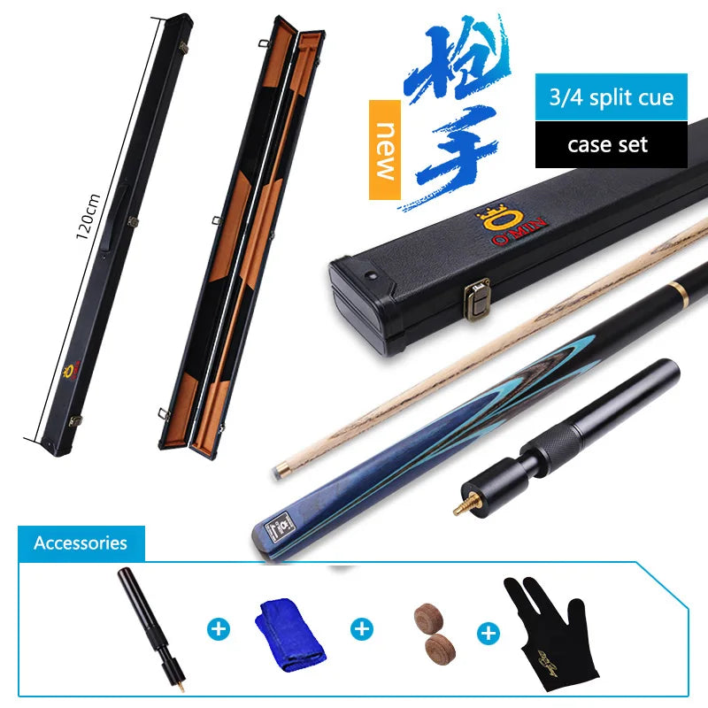 OMIN-Gunman the New Generation Billiard Stick Ash Shaft Snooker Case Supplies 3/4 Split Pool One Piece Cue Tip Size 10mm 9.5mm