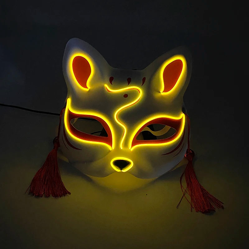 Halloween 10 Colors LED Neon El Wire Mask Cosplay Luminous Fox Mask Dance Party Dress Accessories