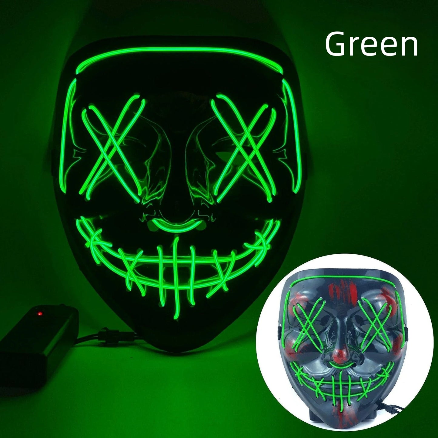 Hot Sale Halloween Glowing Scary Face Mask Luminous LED Purge Mask Neon Light Up Horror Party Mask Cosplay Costume Supplies