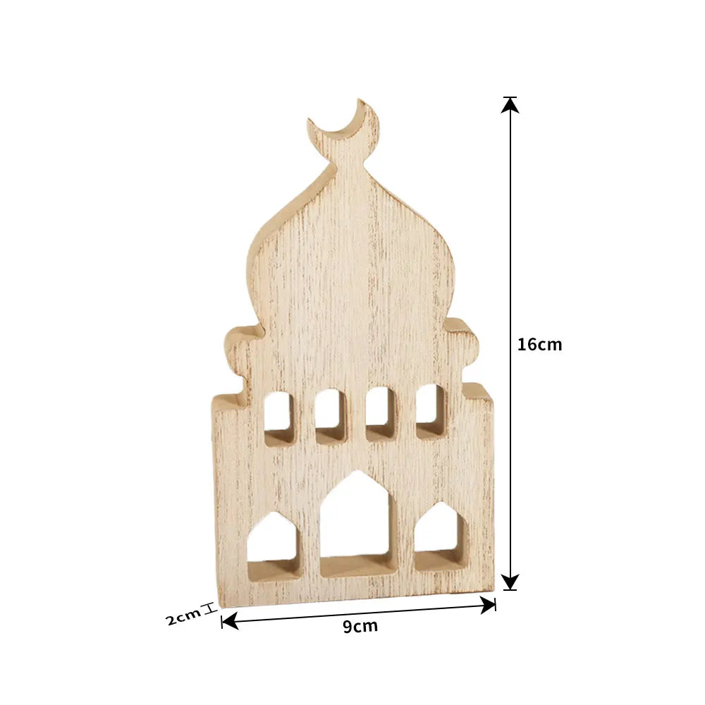 2024 EID Mubarak Wooden Ornaments House Ramadan Decoration for Islam Muslim Event Party Home Table Decoration Kareem Gifts