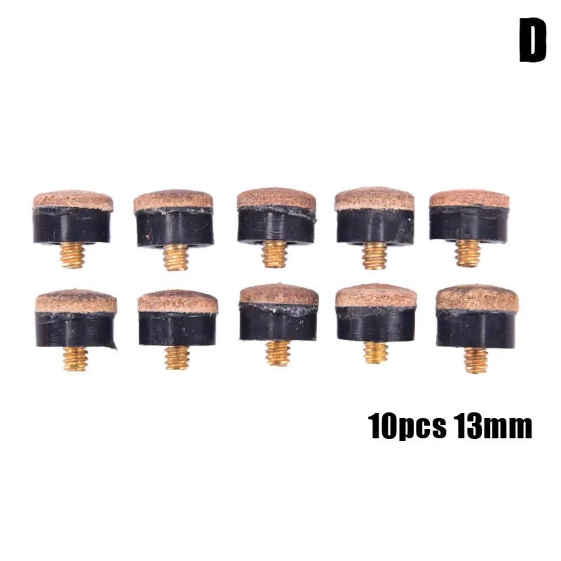 10 Pcs 10-13mm Screw on Cue Tips for Billiard Pool Cue Stick and Snooker Cue Replacement Parts Set Stick for Snooker Accessories