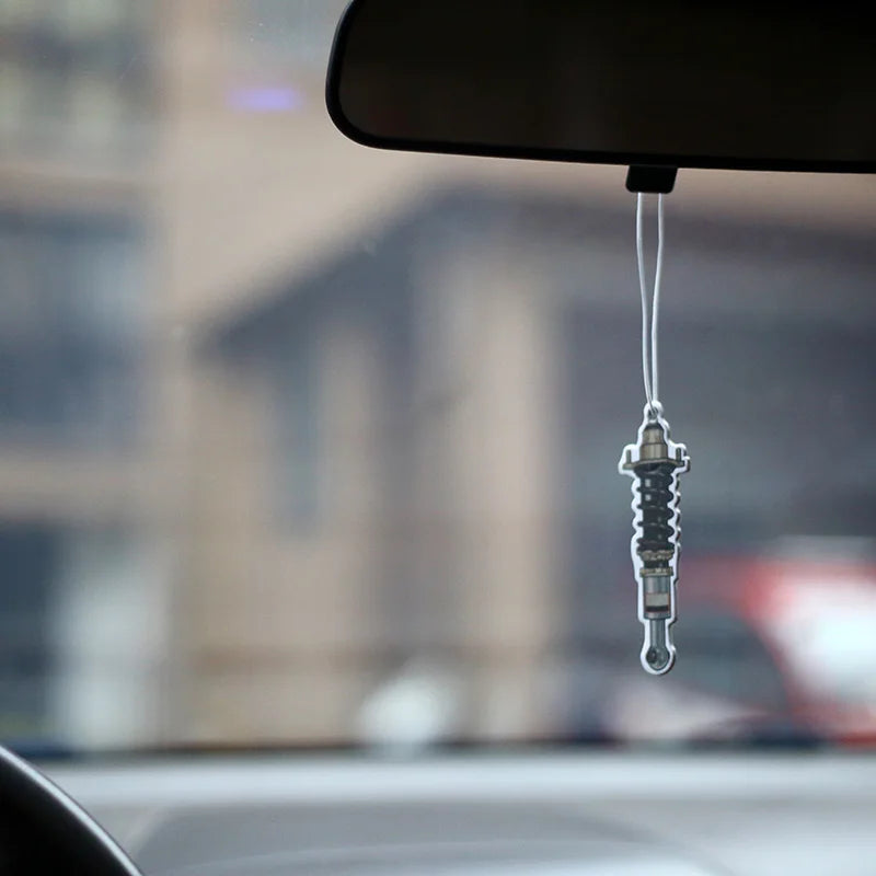 JDM Style Car Rear View Mirrow Pendent Air Freshener Solid Paper Piston Brake Wheel Rim Shock Absorber