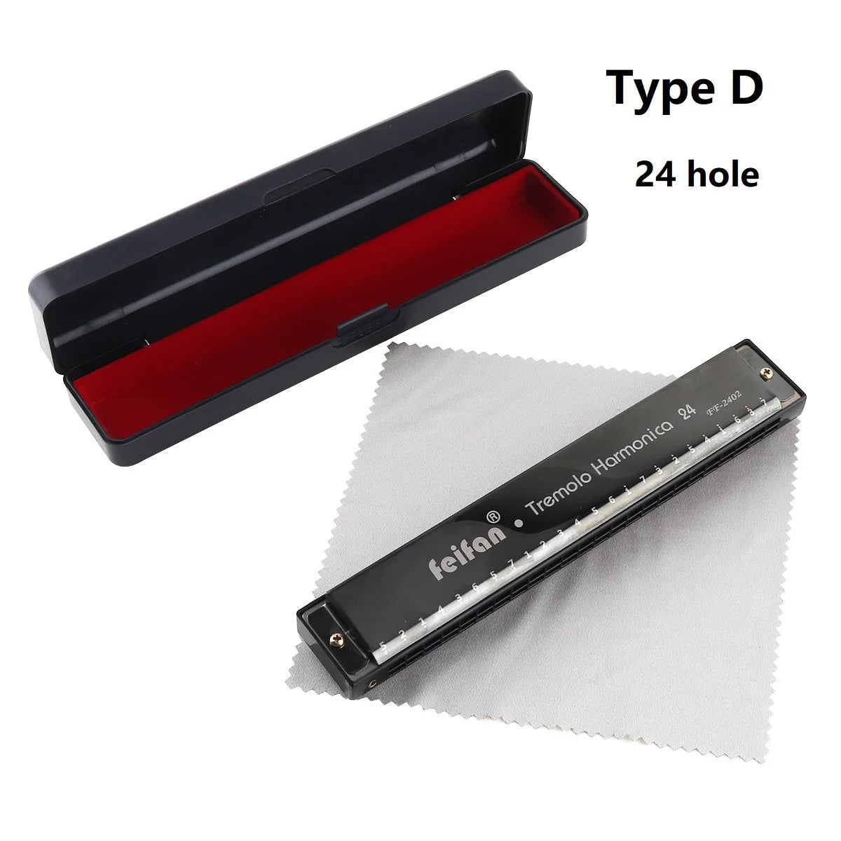 10 Hole 24 Hole Harmonica 8K Titanium Tremolo Tone Key C Harmonica Harp Mouth Organ Musical Instruments With Case