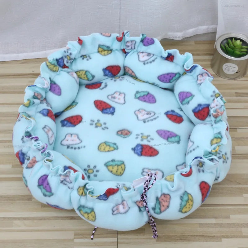 Round Dog Cat Bed Basket Warm Plush Cats Cushion Pet Bag Mat Winter House Soft Nest Puppy Sleeping Sofa for Small Dogs Cat