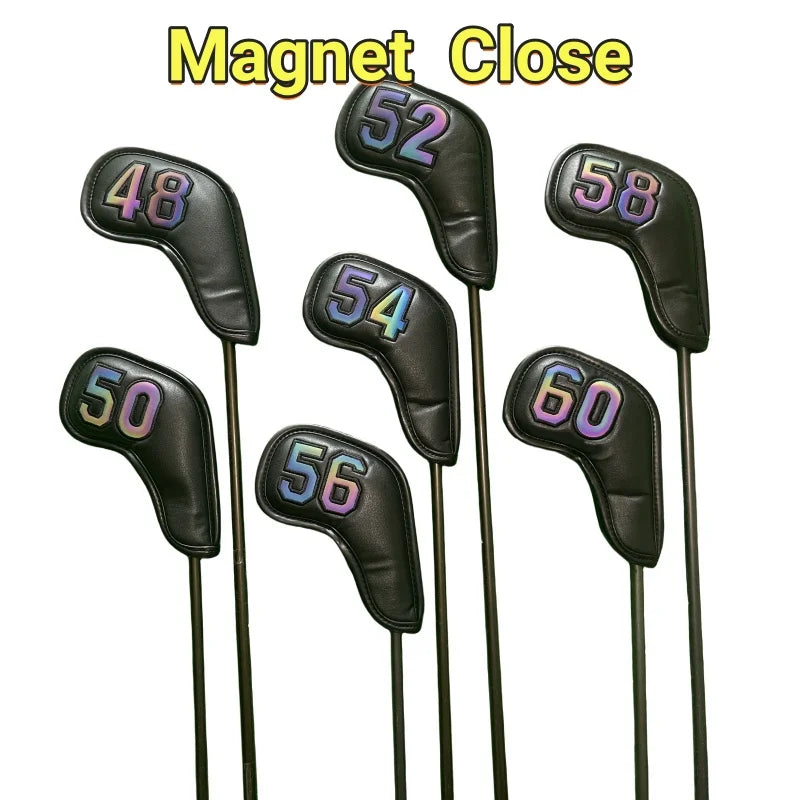 Golf Iron Club Head Cover Headcovers for Sand Wedges Big Number Long Neck Black/White Pu Leather 48 50 52 54 56 58 60 Degree
