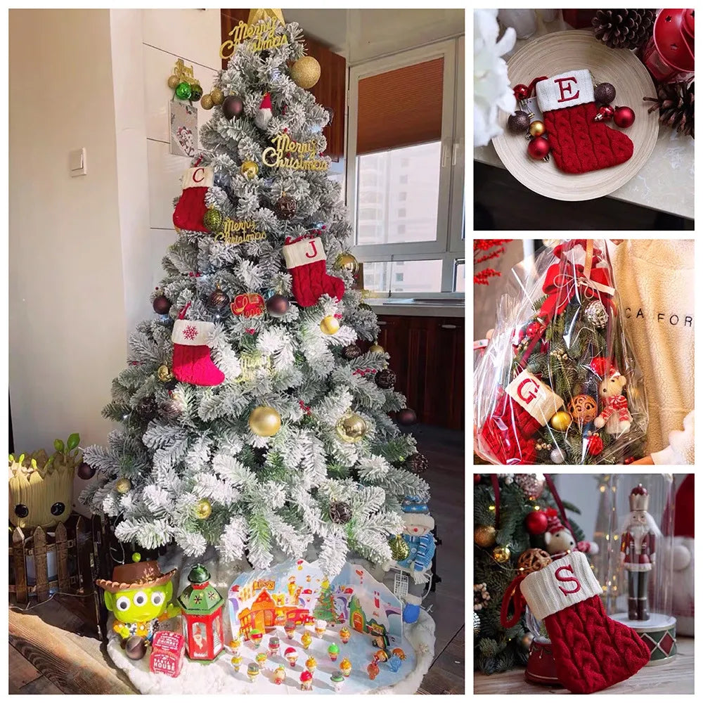 Christmas Alphabet Knitting Socks Christmas Tree Ornaments Christmas Decorations for Home 2023 Navidad Noel 2024 Xmas Gift