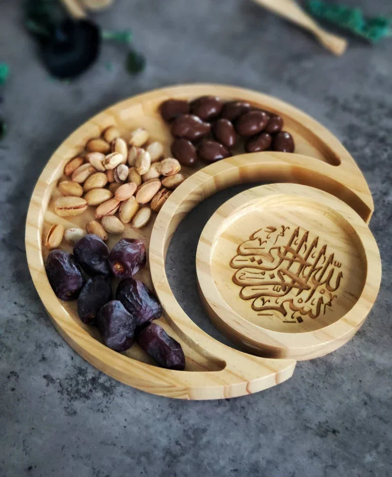 2025 1set Ramadan Serving Tray Eid Tray Ramadan Home Room Kitchen Decoration Gifts for Family Mubarak Kareem Favor Item Supplies