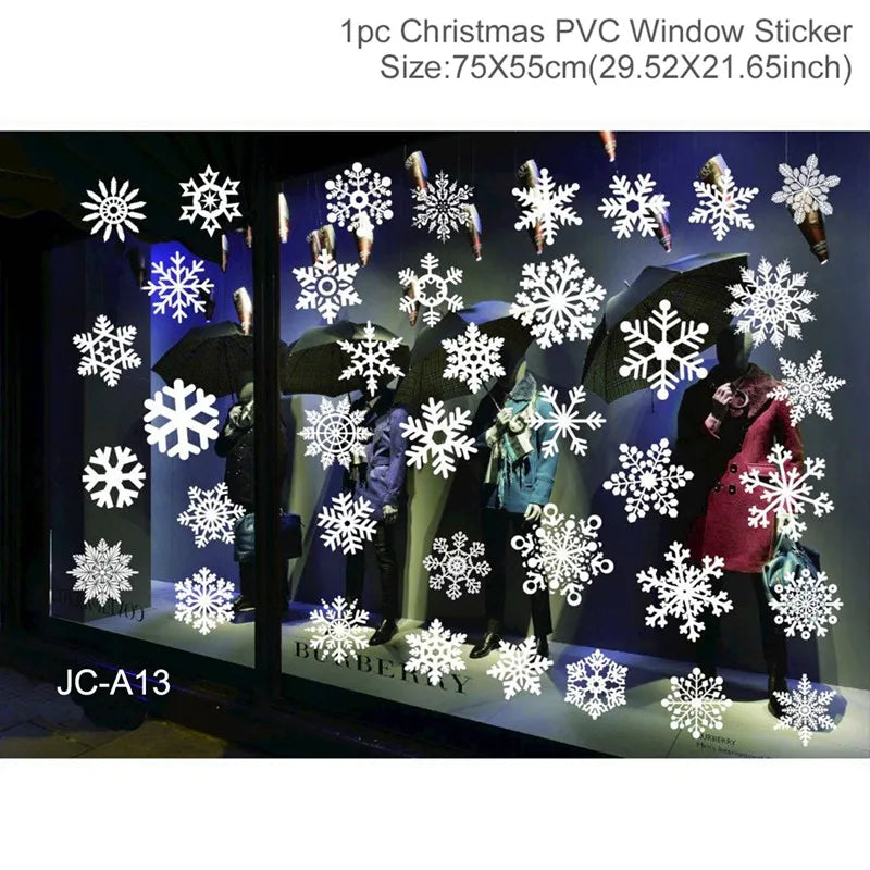 Christmas Wall Window Stickers Marry Christmas Decoration for Home 2024 Christmas Ornaments Xmas Navidad Gift New Year 2025