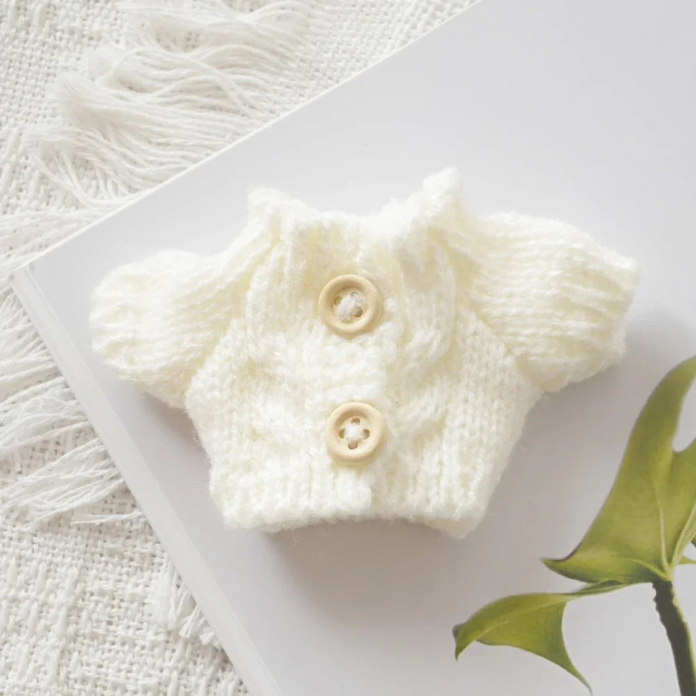 Mini Doll'S Clothes Outfit Accessories for Labubu for Elf Doll Knitted Christmas Love Twisted Solid Santa Sweater Clothing