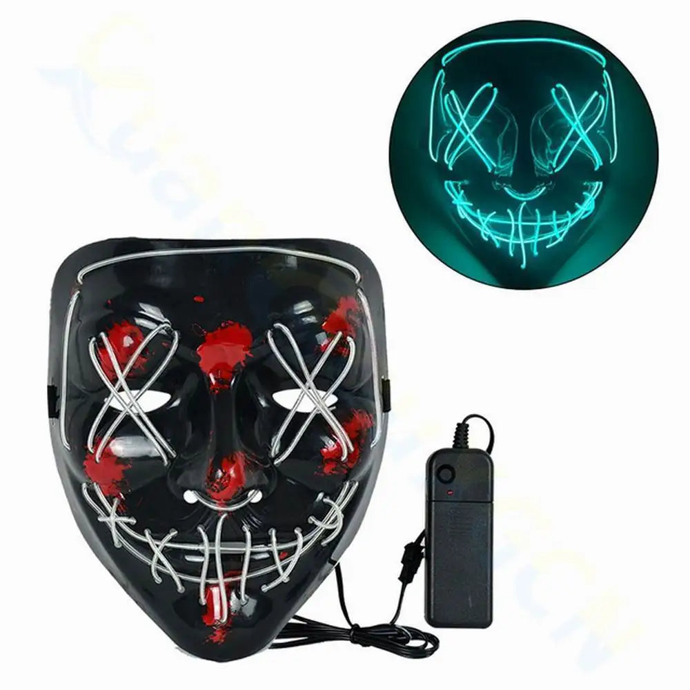 Cosmask Halloween Neon Mask Led Mask Masque Masquerade Party Masks Light Glow in the Dark Funny Masks Cosplay Costume Supplies
