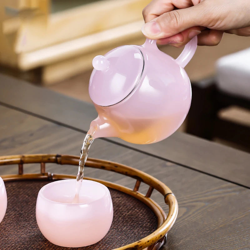 Furong Jade Porcelain Teapot Small Dragon Egg Pot Single Brewing Teapot Stainless Steel Tea Filter Tea Pot for Green Tea